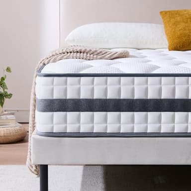 Twirest King Mattress, Hybrid Memory Foam and Spring Mattress, Zonal Support, Decompression, Medium Firm, Soft and Breathable Cloth, Mattress-in-Box, 150x200x25cm