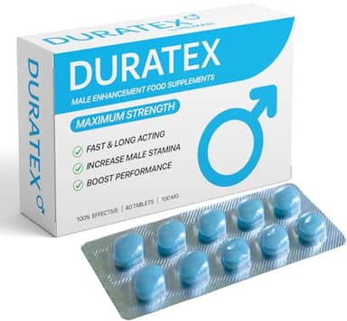 DURATEX by Hilman Blue Pills for Men Endurance - Premium Strong 100mg Tablets for Enhanced Stamina Firm Performance Power Booster Herbal Male Food Supplements for Long Lasting (40 Count (Pack of 1))