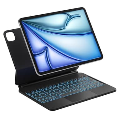 Inateck Magnetic Keyboard Case for iPad Air 11 Inch M3 2025/M2 2024, Air 5/4 Gen 10.9 Inch, Magic Keyboard for iPad Pro 11" 4/3/2/1 Gen, Floating Cantilever Stand, 7-Color Backlight, with Trackpad