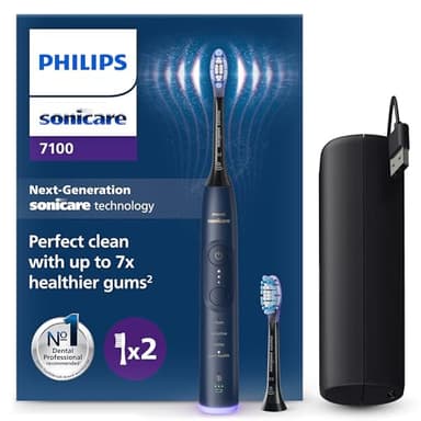 Philips Sonicare 7100 Electric Toothbrush, Sonic Toothbrush with App, 4 Brushing Modes and 3 Intensity Levels, Pressure Alert, EasyStart, SmarTimer, Navy Blue, Model HX7423/01 [New Technology]