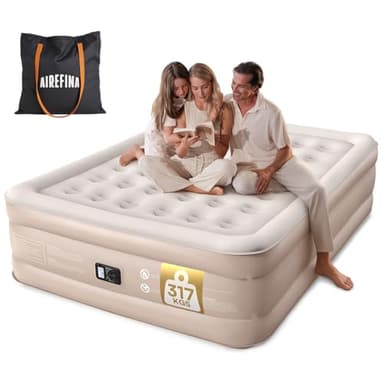 Airefina King Size Airbed with Built in Pump, Inflatable Mattress, Blow Up Bed in Fast Self-inflating with Flocked Surface, Deluxe Comfort Guest Air Mattress for Family Use or Camping - 203x152x46CM