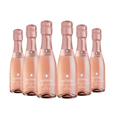 Liquid Diamond Prosecco Rosé Mini 20cl - Premium Sparkling Pink Prosecco from the heart of Italy, perfect for gifting, weddings and parties - Pack of 6 | 11% ABV