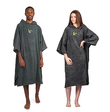 Intrepid Outdoors Changing Robe - Premium 100% Cotton Poncho For Beach, Surfing, Swimming, Triathlon, Indoors and Outdoor Activities - Adults (Charcoal)