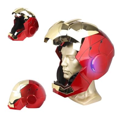 YONTYEQ Iron Hero MK 5 1:1 Helmet with Voice Touch Remote Control with LED Eyes, Realistic Sound Effects, Cosplay Display and Collectible Figures for Man Teenager, Gold