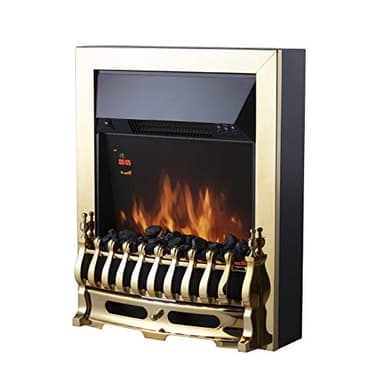 Warmlite Whitby 2kW LED Electric Fire Inset with Remote Control, 2000W, Brass, WL45049