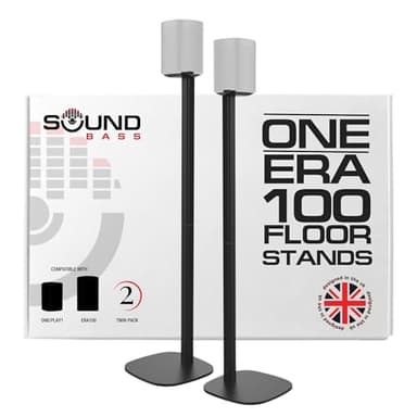One / ERA100 Floor Stand Twin Pack (2pcs), Black | Compatible with Sonos One, Play:1, One Gen 2, One SL | Future-Proof Design Also Compatible with ERA 100, Designed by Sound Bass UK. Double, Pair