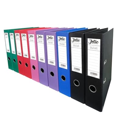 Set of 10 A4 Lever Arch Files for Paperwork A4 Folders with 70mm Spine, Thumb Ring & Elegant Anti-Spill Cover | Large Ring Binders | File Storage & Office Supplies Assorted Colours