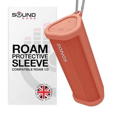 Sound Bass Heavy Duty Protective Silicone Carrying Case for Sonos Roam 2 | Red | Now Includes Bluetooth Button for Roam2 | Protect Your Wireless Bluetooth Speaker Using This Cover/Sleeve