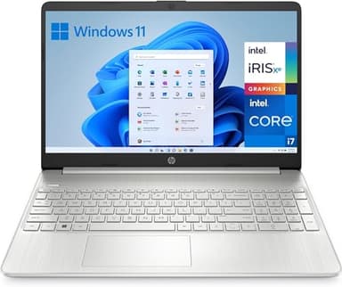 HP 15s-fq5054ns - 15.6" Full HD Laptop (Intel Core i7-1255U, 16GB RAM, 512GB SSD, Intel Iris Xe Graphics, Windows 11 Home) Silver - Spanish QWERTY Keyboard