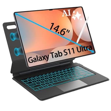 OAWEEN for Samsung Galaxy Tab S11 Ultra Keyboard Case 14.6'' Magic-Style Cantilever Magnetic Levitating Stand, 3-Level 7-Color Backlit, PC-Like Experience with AI Key, Book Cover with Trackpad