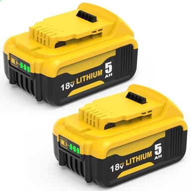 Goodexo 2X DCB184 18V 5000mAh Replacement for Dewalt Battery 18V for Dewalt Battery 5ah DCB184 DCB182 DCB181 DCB180 DCB201 DCB200 DCB204 with LED Indicator (yellow)
