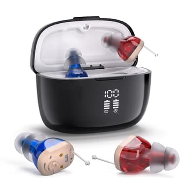 Rechargeable Sound Device for Seniors with Charging Case- Auto Turn On/Off & Noise Reduction & Clear Natural Sound, Invisible in-Ear Design, Long Stand-by Time