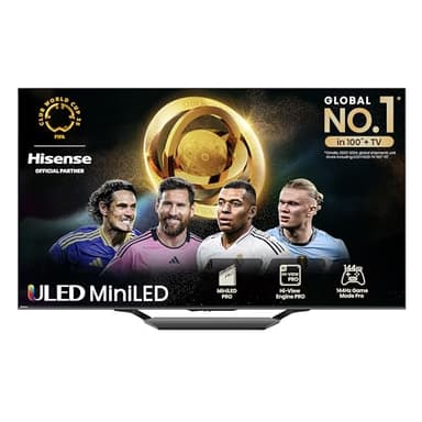 Hisense 55 Inch 144Hz Mini-LED Smart TV 55U7NQTUK - Quantum Dot Colour, Dolby Vision IQ & Atmos, iMax Enhanced, Built-in Subwoofer and Vidaa OS with Freely, Youtube, Netflix and Disney+ (2024 Model)