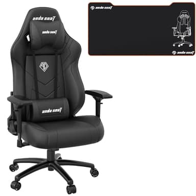 Anda Seat Dark Demon Pro Gaming Chair Black and Mouse Pad – Premium Desk Ergonomic Office Chair Leather with Neck and Lumbar Support, Rubber Base Mousepad with Micro-Textured Cloth