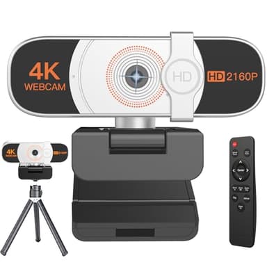 Nolansend 4K Webcam, Auto-zoom,with remote control,Privacy Cover, White Balance, Webcam with Microphone, Plug & Play, 4K Web Camera for PC/Laptop/Desktop, Video Calling,Conferencing