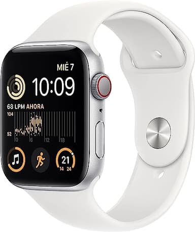 Apple Watch SE 2nd Generation (GPS, 44MM) - Silver Aluminum Case with White Sport Band, Regular (Renewed)