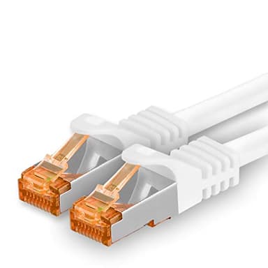 1aTTack.de 10m - Cat.7 network cable white - 1 piece Gigabit Ethernet LAN cable 10000 Mbit s patch cable Cat7 cable S FTP PIMF shielding LSZH Cat.7 raw cable Rj45 plug Cat 6a - 1 x 10 meters