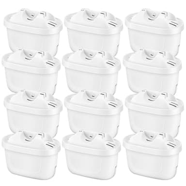 12 Pack Replacement Water Filter Cartridges Compatible with Brita Maxtra+ Jug, Brita Style, Mavea Elemaris XL Water Tank, 4 Layers Filtration