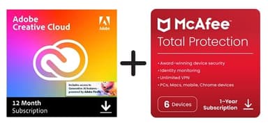 Adobe Creative Cloud All Apps + McAfee Total Protection 2025, 6 Devices, 12 Months, 2025, Activation Code by email