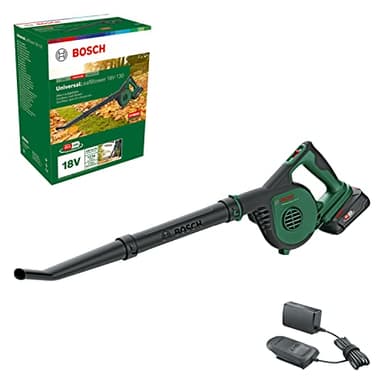 Bosch Cordless Leaf Blower UniversalLeafBlower 18V-130 (for Fast and Easy Outdoor Clearing; 18 Volt System; 1x 2.5Ah Battery and Charger)