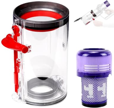 Upgraded Large Dust Bin & HEPA Filter Compatible with Dyson V11 V15 SV14 SV15 SV22 Cordless Vacuum Cleaner, Canister Replacement Part No. 970050-01/965443-01, Durable Clear Bin for Strong Suction