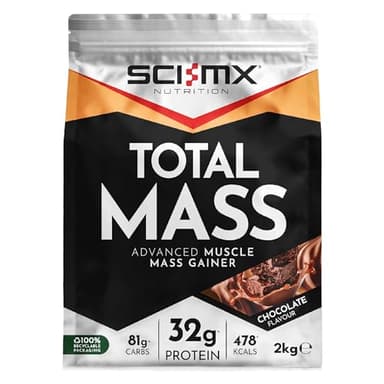 SCI-MX Total Mass - Advanced Muscle Mass Gainer Protein Powder - Muscle Growth & Weight Gain - Chocolate • 32g Protein + 478 Calories per Serving • 2kg