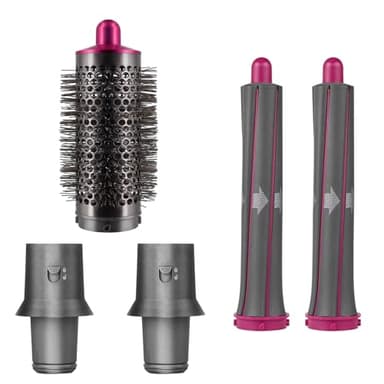 5 in 1 Long Curling Barrels+Round Volumizing Brush Attachments for Dyson Airwrap HS01 HS05, Adapter for Dyson Supersonic Hair Dryer HD01 HD02 HD03 HD04 HD07 HD08
