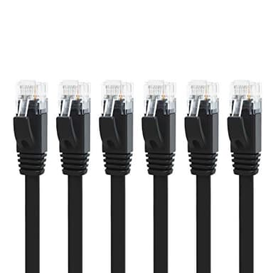 Yauhody CAT 6 Ethernet Cable 0.5m Black 6Pack Network Cable High Speed CAT6 Ethernet Patch Leads 0.5m Lan Cable CAT6 Gigabit Internet LAN Patch Cable for TV Gaming Router(6Pack Black)