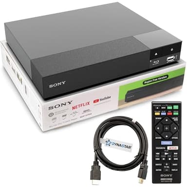 Region Free Blu-ray Player Compatible with Sony BDP-S1700 | Multi-Region Code Free (Blu-ray A B C, DVD REGIONS 0-8) | Full HD 1080p Playback | Dynastar 6FT HDMI included in Bundle