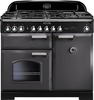Rangemaster Classic Deluxe CDL100DFFSL/C 100cm Dual Fuel Range Cooker - Slate/Chrome