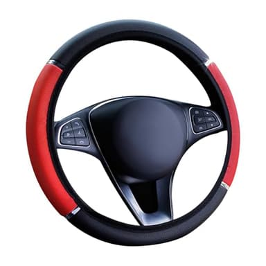 Car Steering Wheel Cover Soft Microfiber Leather Steering Wheel Covers, Universal Fit 37-38cm/14.5-15inch, for D-Type & Round Wheels, Breathable & Durable for Cars