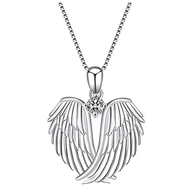 Lightning Deals Of Today Prime Angel Wings Necklace Guardian Angel Necklace Silver Jewelry Pendant Charm Neck Chain Necklace Jewelry for Women Friends, Cubic Zirconia Jewellery For Women