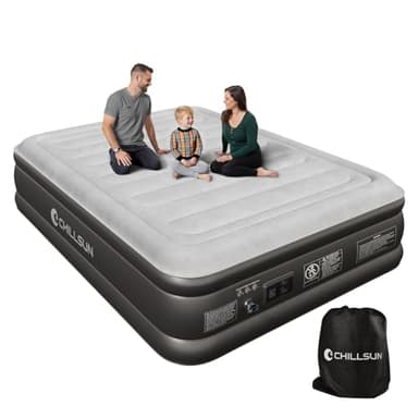 CHILLSUN Luxury Inflatable Mattress, Air Bed Double/King with Built-in Electric Pump, King Size Blow Up Self Inflating Guest Airbed for Camping or Home Use, 203cm L x 152cm W x 46cm H