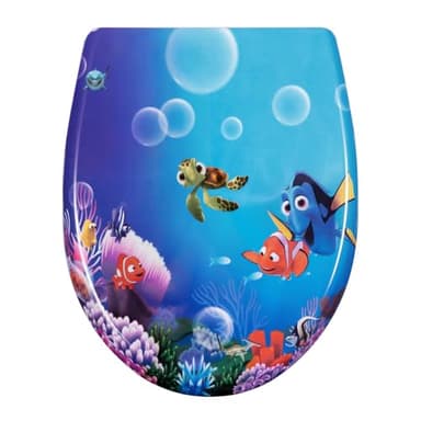 WOLTU Soft Close Toilet Seat,Premium Toilet Seat Quick Release, Loo Seat Top Fixed and Bottom Fixed, Duroplast,O Shape,Ocean Fish