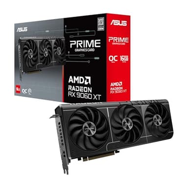 ASUS Prime Radeon RX 9060 XT OC Edition 16GB GDDR6 Gaming Graphics Card (AMD Radeon RX9060XT, AMD RDNA 4 Architecture, PCIe 5.0, 1x HMDI 2.1b, 2X DisplayPort 2.1a, PRIME-RX9060XT-O16G)