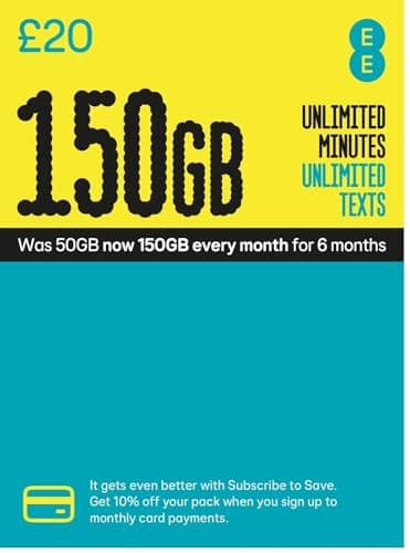 EE 50GB Pay As You Go SIM Card