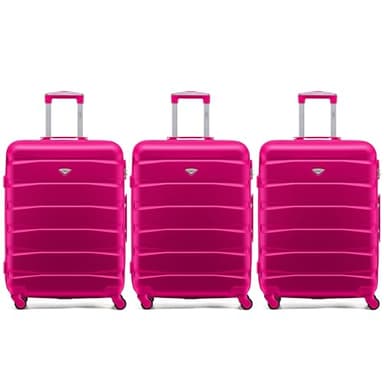 Flight Knight Set of 3 Medium 25" Check in Premium Suitcases - Extra Strong Lightweight Luggage - Travel Bag Hardcase Suitcases with 4 Wheels & Lock - 70x52x27cm