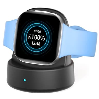 iFuntec Charger Dock for Fitbit Sense/Sense 2/Versa 4/Versa 3,Upgraded Magnetic Watch Charger Stand with Charging Cable,Charger Replacement Accessories for Fitbit Watch,Black