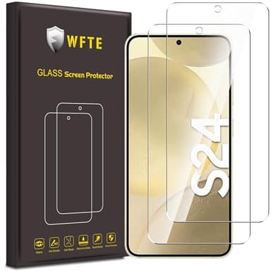 WFTE [2-Pack Screen Protector for Samsung Galaxy S24 5G,Anti-Scratch,High Transparency,Anti-fingerprint,Bubble-Free,Dust-Free Premium Screen Protector Tempered Glass For Samsung Galaxy S24 5G