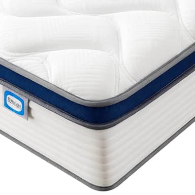 SEZMOONSI Double Mattress 4FT6, Gel Memory Foam Double Size Mattresses Medium Firm, 10.6 Inch Hybrid Pocket Sprung 135x190 Mattress in A Box for Back Pain Relief