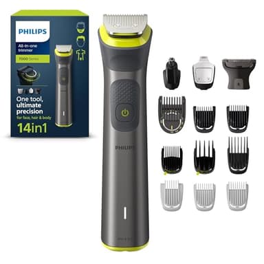 Philips Series 7000 All-in-one Trimmer, 14-in-1 Multigroom for face, Head and Body, One Tool - Ultimate Precision, 21 Length Settings (0.5-16 mm) (Model MG7930/15)