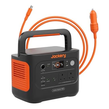 Jackery Explorer 1000V2 Portable Power Station With DC8020 Car Charger Cable, 2024 New, 1070Wh LiFePO4 Battery, 1500W AC & 100W USB-C Output, 1-Hour Fast Charge
