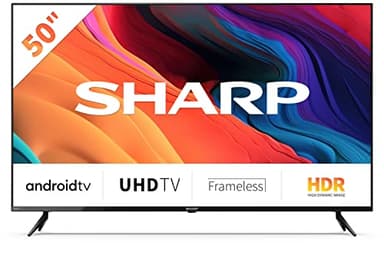 SHARP 4T-C50FL6KL2AB 50 Inch Smart TV 4K LED TV Unit with Google Assistant Hub, Freeview Play & Chromecast Device Built In, Android TV, UHD Frameless Television, 3x HDMI & 2x USB Bluetooth TV – Black
