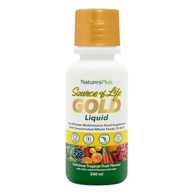 NaturesPlus Source of Life Gold Liquid 236ml - High Potency Food- Based Multivitamin and Mineral with Superfoods - Energy, Immune, Bones, Hydration - Vegetarian, Gluten Free