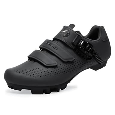 Mens Mountain Bike Shoes Womens, MTB Indoor Exercise Cycling Shoes Compatible With SPD 2 Bolts Pedals - Black Size UK 8