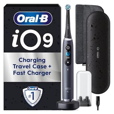 Oral-B iO9 Electric Toothbrushes For Adults, App Connected Handle, 1 Toothbrush Head, Charging Travel Case and Magnetic Pouch, 7 Modes, 2 Pin Plug, Special Edition