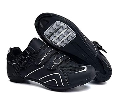 Earnmore Non-Slip Cycling Shoes, Breathable Carbon Fiber Road and Mountain Bike Shoes, Assisted Sports Shoes with Reflective Strips (9,Gray)