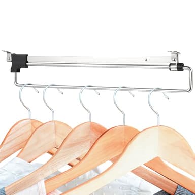 VILLCASE Retractable Wardrobe Clothes Hanger Rail Pull Out Wardrobe Clothing Rail Top Mount Wardrobe Hanger Towel Coat Racks Closet Rod 35CM