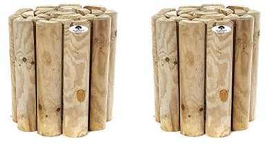 RUDDINGS WOOD Pack of 2 x 12" High Log Rolls Wooden Border Garden Lawn Edging