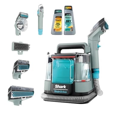 Shark StainStriker, Advanced Stain & Spot Cleaner, Carpet & Upholstery, Crevice & Hose-Cleaning Tools, 2x Full-Size Formulas Remove Dirt, Grime, Odours, PX200UKCP, Grey